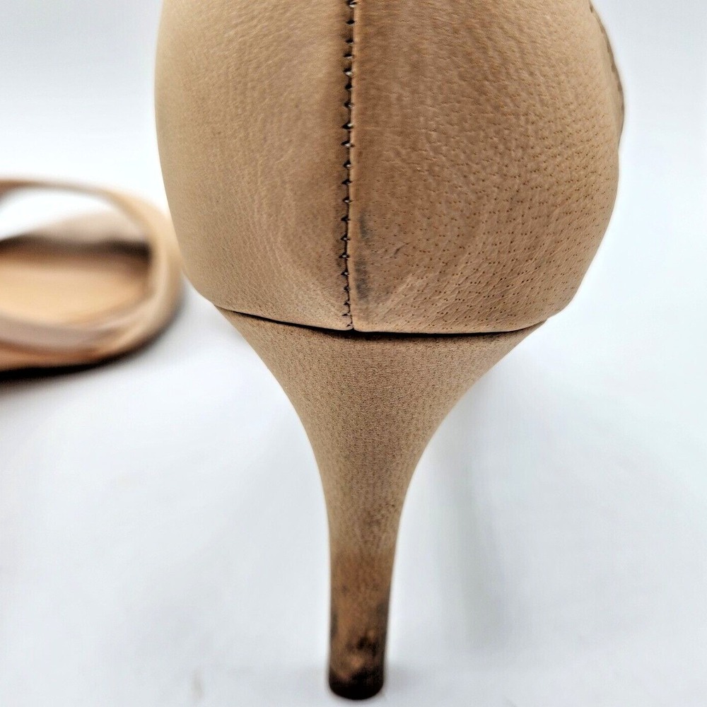 Gianni Bini Sandals Women 8M Tan Minimalist Stiletto Ankle Strap Leather Heels - Picture 6 of 10